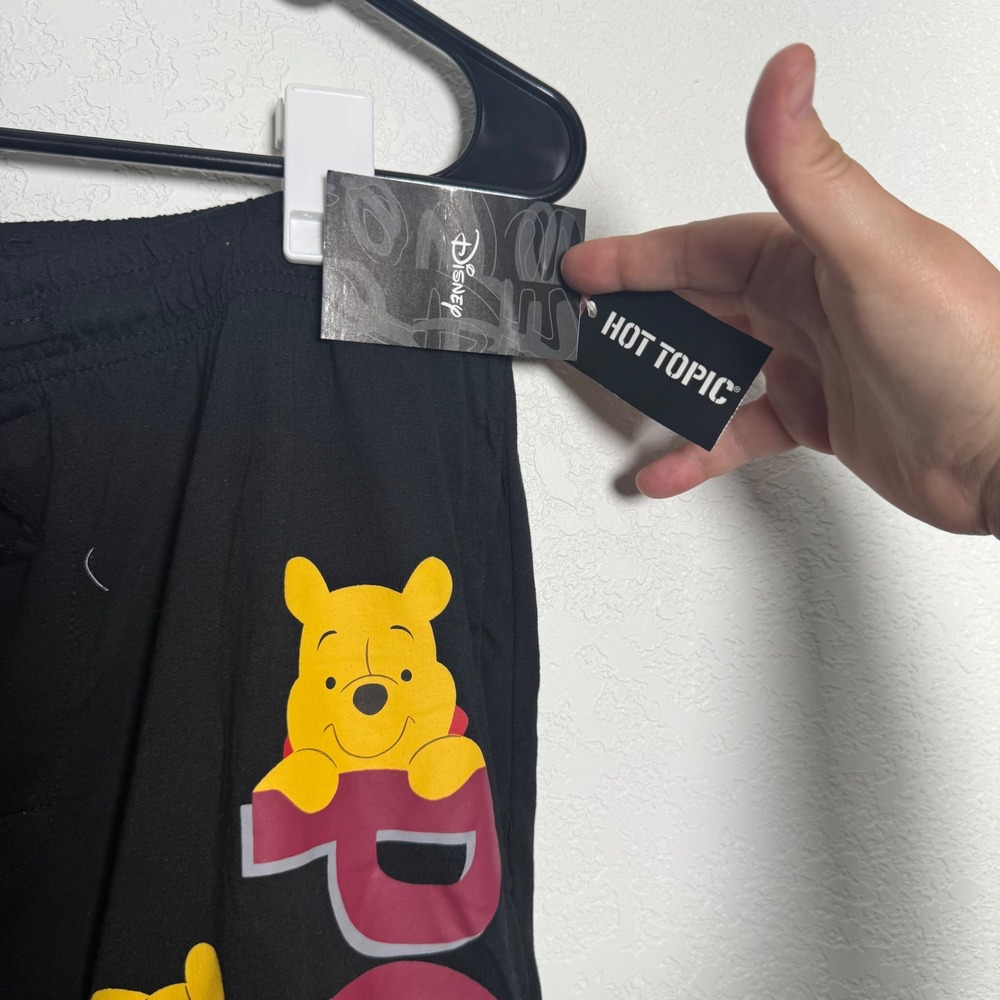 Disney Hot Topic Winnie the Pooh Lounge Pants Medium Black Graphic Pajamas - Picture 4 of 6